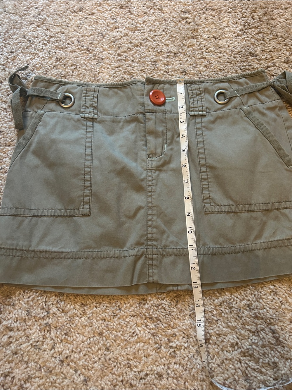 American Eagle Outfitters Olive Utility Mini Skirt with Grommet Ties - Picture 7 of 7